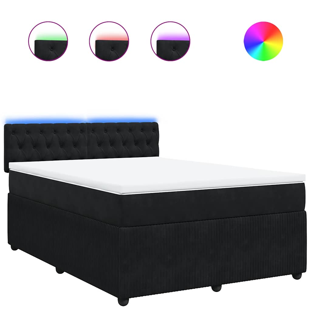 Boxspring met matras fluweel zwart 140x190 cm is nu te koop bij PeponiXL, paradijselijk wonen!