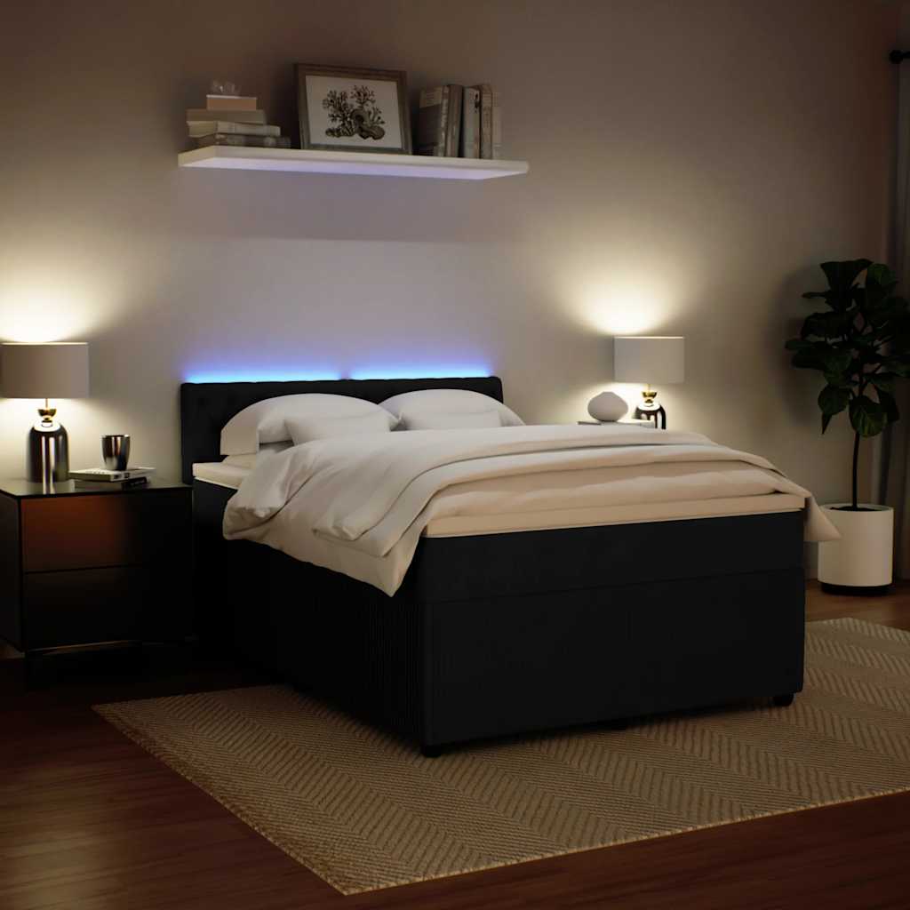 Boxspring met matras fluweel zwart 140x190 cm is nu te koop bij PeponiXL, paradijselijk wonen!