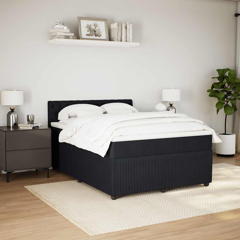 Boxspring met matras fluweel zwart 140x190 cm is nu te koop bij PeponiXL, paradijselijk wonen!