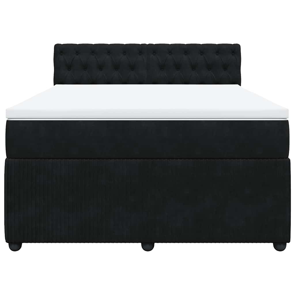 Boxspring met matras fluweel zwart 140x190 cm is nu te koop bij PeponiXL, paradijselijk wonen!