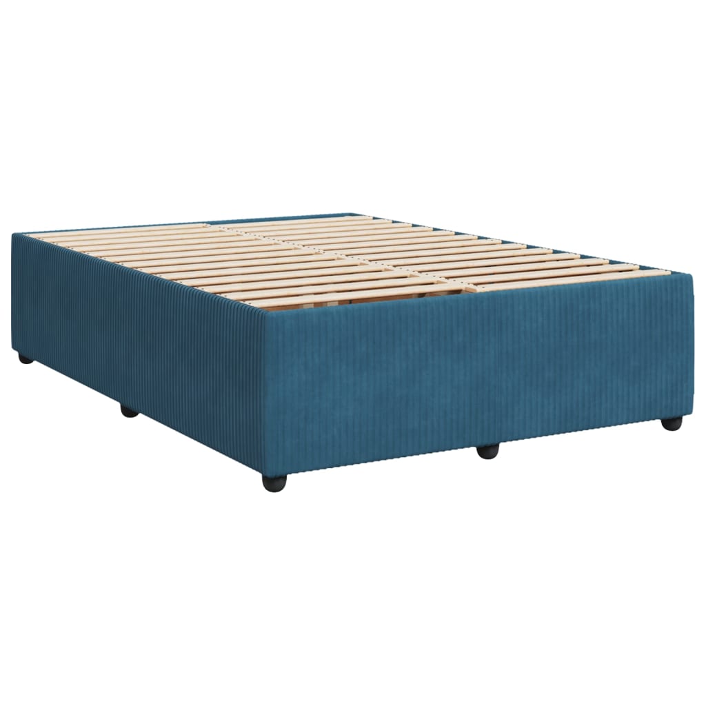 Boxspring met matras fluweel blauw 140x190 cm is nu te koop bij PeponiXL, paradijselijk wonen!