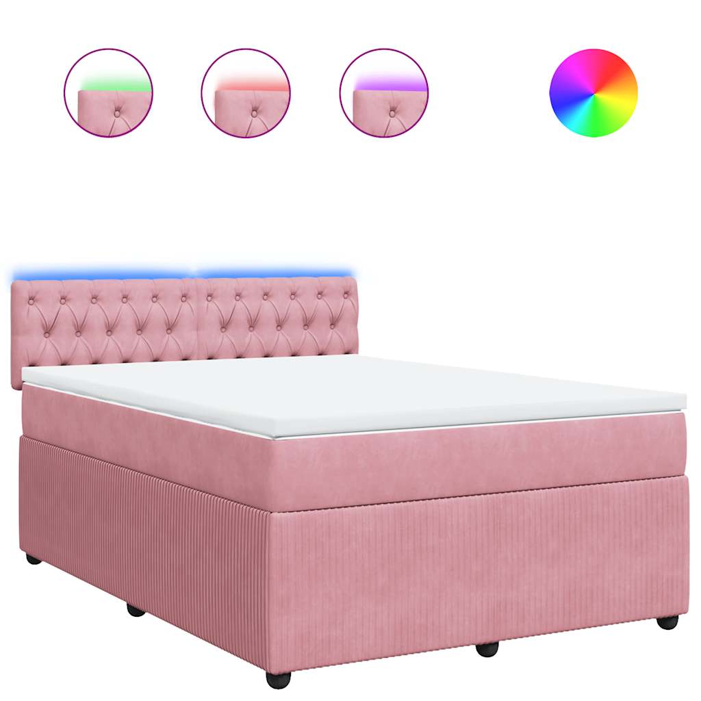 Boxspring met matras fluweel roze 140x190 cm is nu te koop bij PeponiXL, paradijselijk wonen!