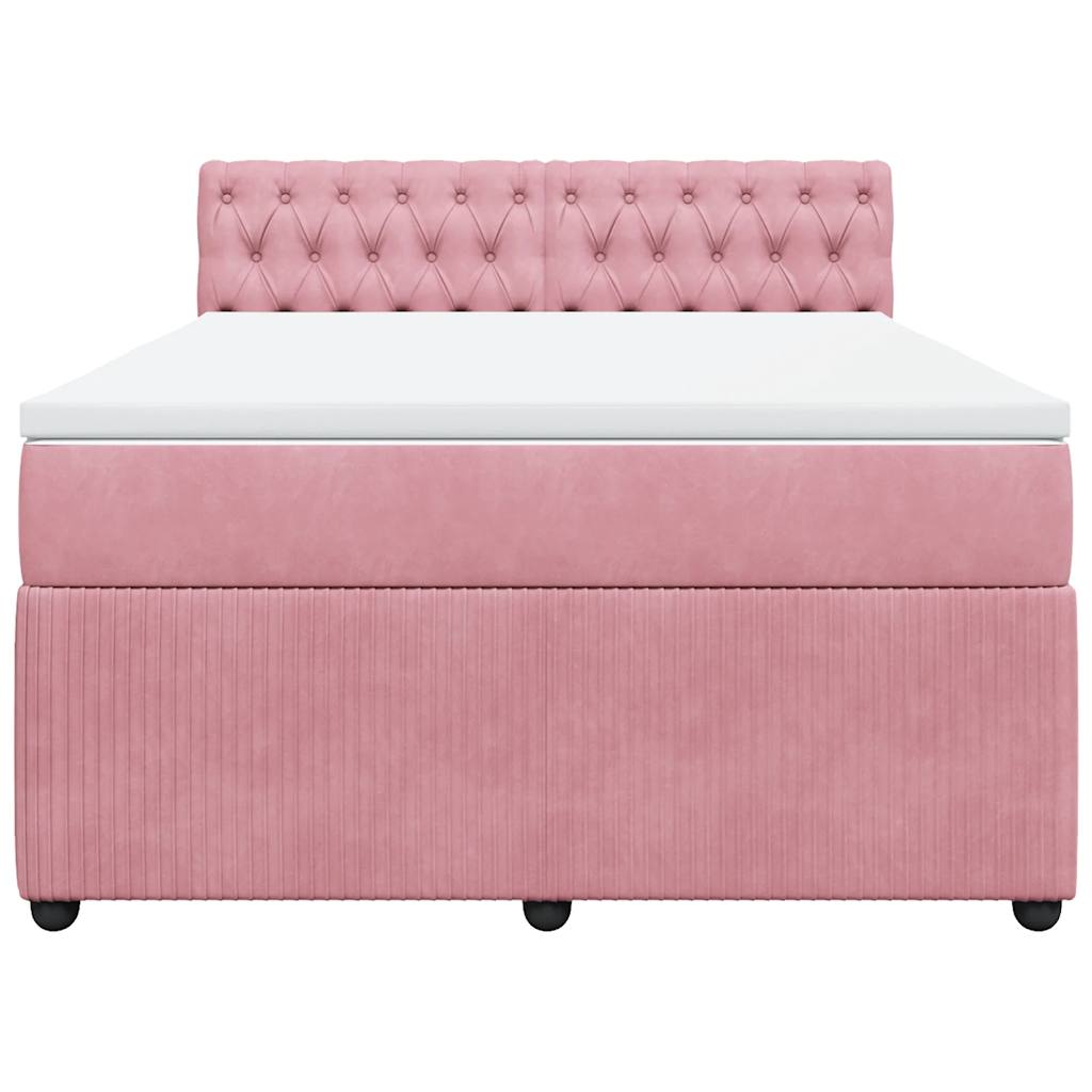 Boxspring met matras fluweel roze 140x190 cm is nu te koop bij PeponiXL, paradijselijk wonen!