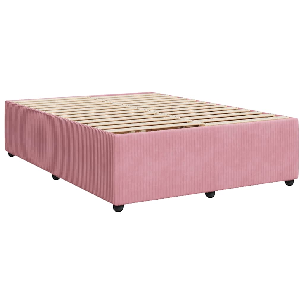 Boxspring met matras fluweel roze 140x190 cm is nu te koop bij PeponiXL, paradijselijk wonen!