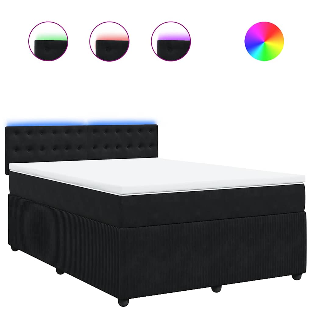 Boxspring met matras fluweel zwart 140x190 cm is nu te koop bij PeponiXL, paradijselijk wonen!