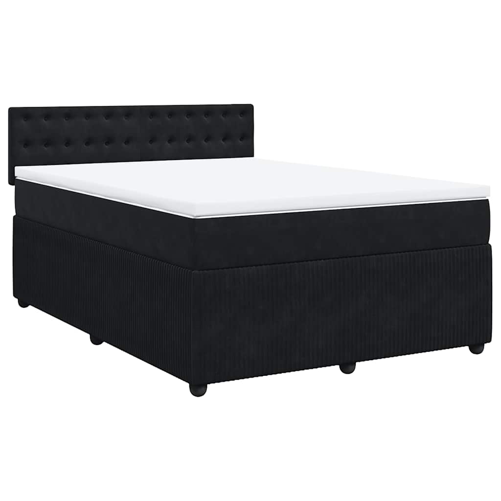 Boxspring met matras fluweel zwart 140x190 cm is nu te koop bij PeponiXL, paradijselijk wonen!