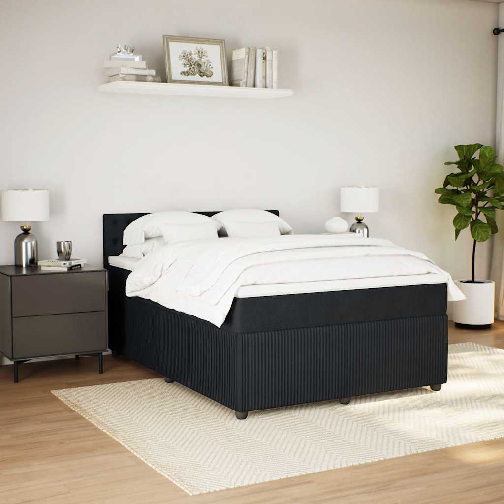 Boxspring met matras fluweel zwart 140x190 cm is nu te koop bij PeponiXL, paradijselijk wonen!