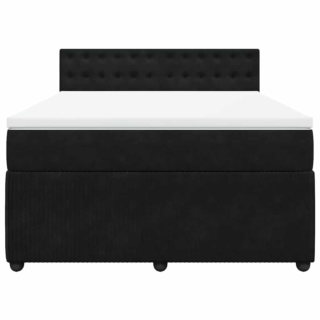 Boxspring met matras fluweel zwart 140x190 cm is nu te koop bij PeponiXL, paradijselijk wonen!