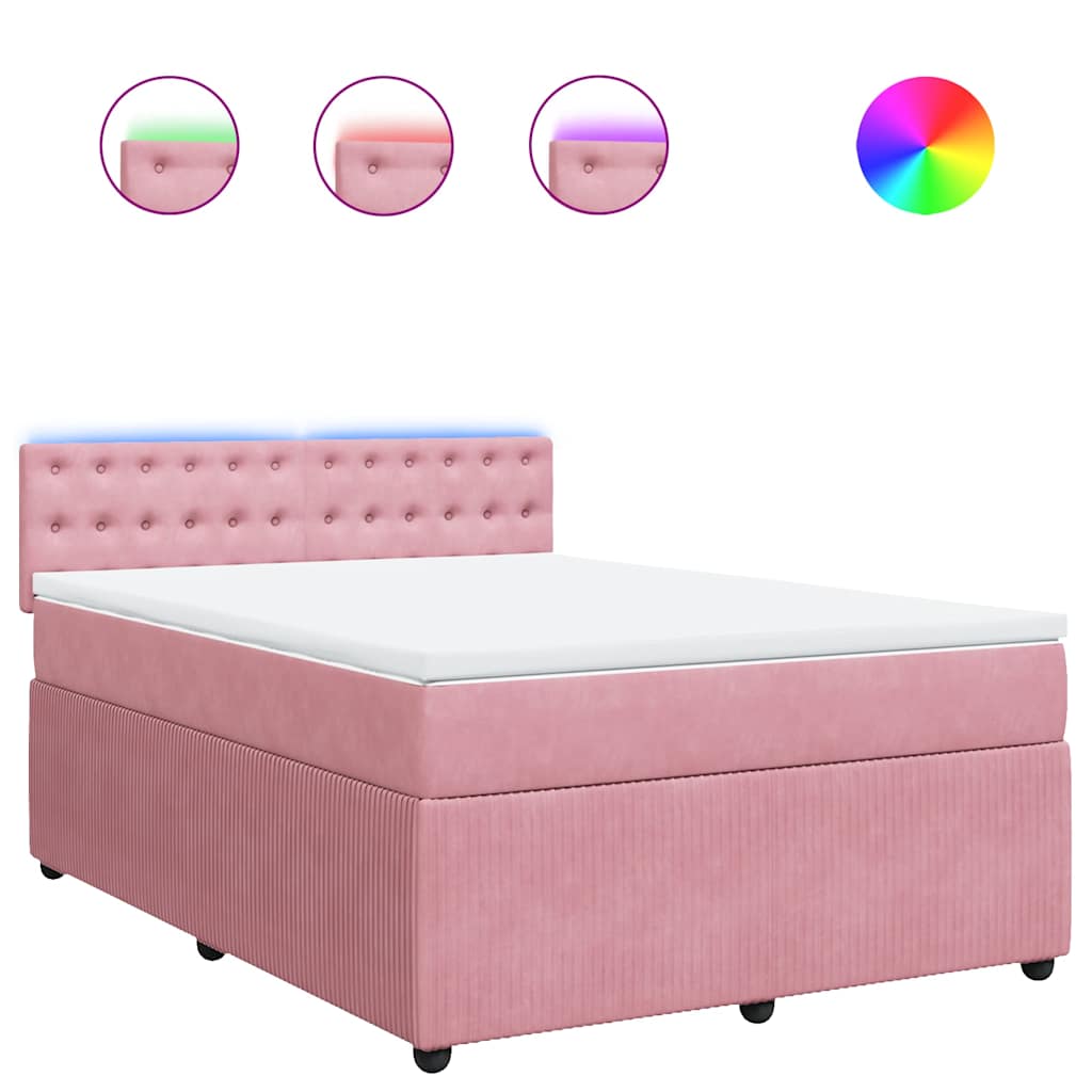 Boxspring met matras fluweel roze 140x190 cm is nu te koop bij PeponiXL, paradijselijk wonen!