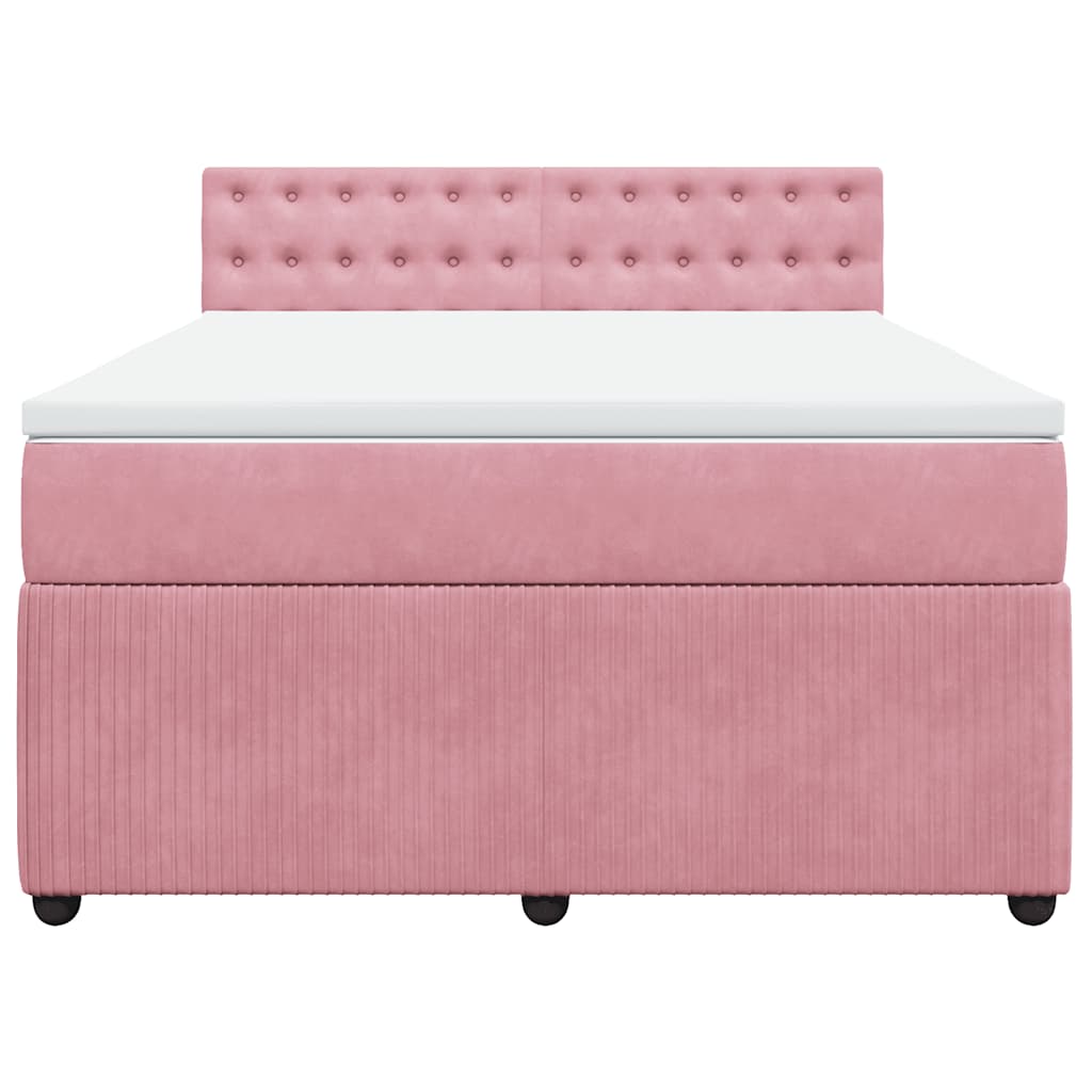 Boxspring met matras fluweel roze 140x190 cm is nu te koop bij PeponiXL, paradijselijk wonen!