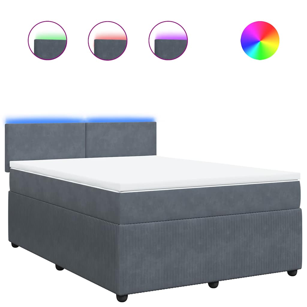 Boxspring met matras fluweel donkergrijs 140x200 cm is nu te koop bij PeponiXL, paradijselijk wonen!