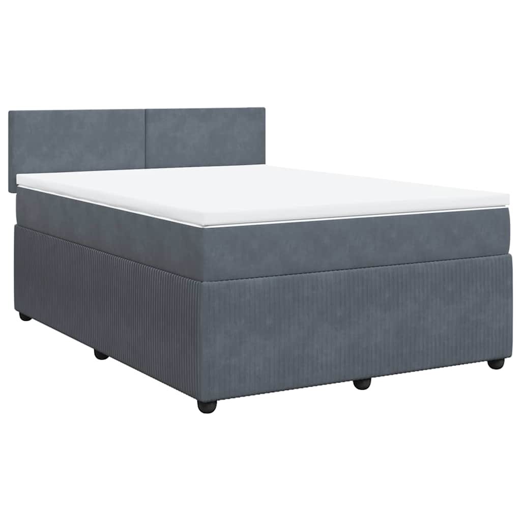 Boxspring met matras fluweel donkergrijs 140x200 cm is nu te koop bij PeponiXL, paradijselijk wonen!