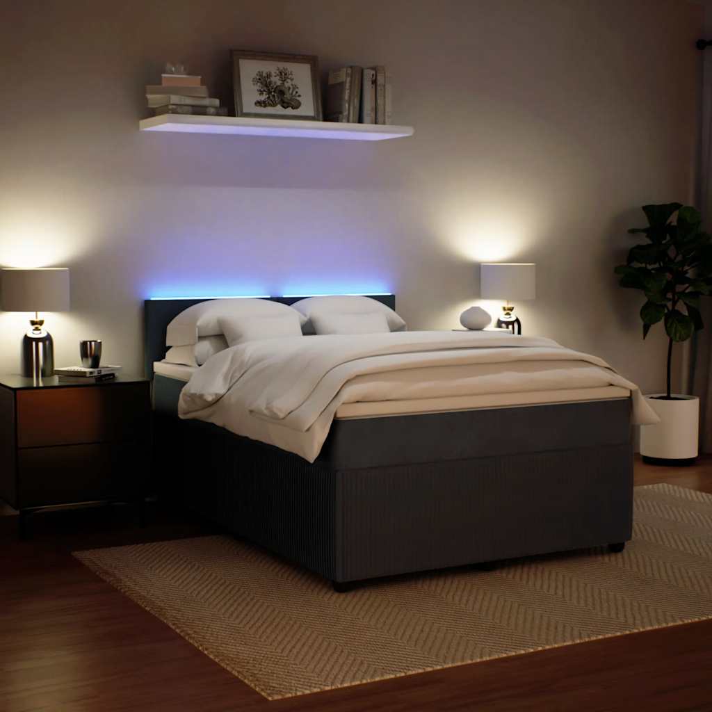 Boxspring met matras fluweel donkergrijs 140x200 cm is nu te koop bij PeponiXL, paradijselijk wonen!