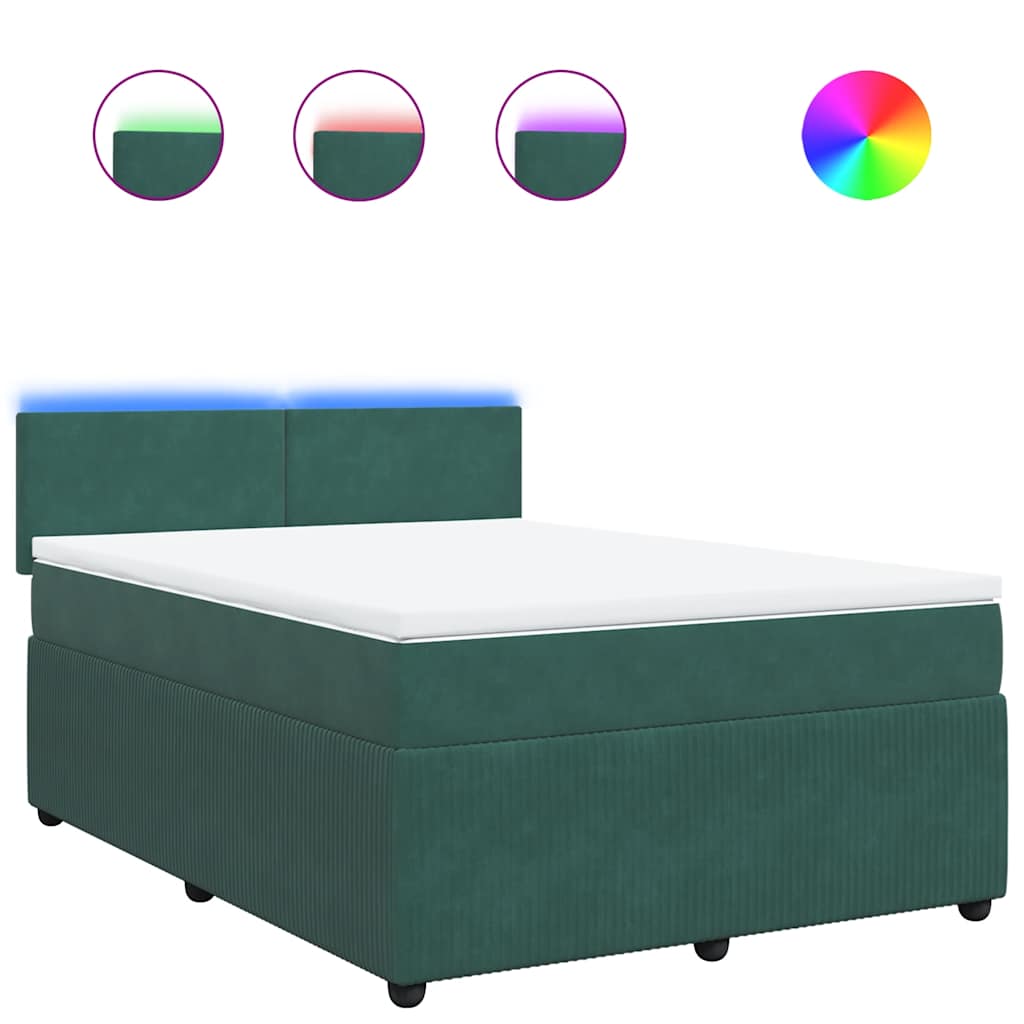 Boxspring met matras fluweel donkergroen 140x200 cm is nu te koop bij PeponiXL, paradijselijk wonen!