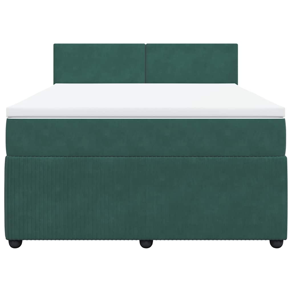 Boxspring met matras fluweel donkergroen 140x200 cm is nu te koop bij PeponiXL, paradijselijk wonen!