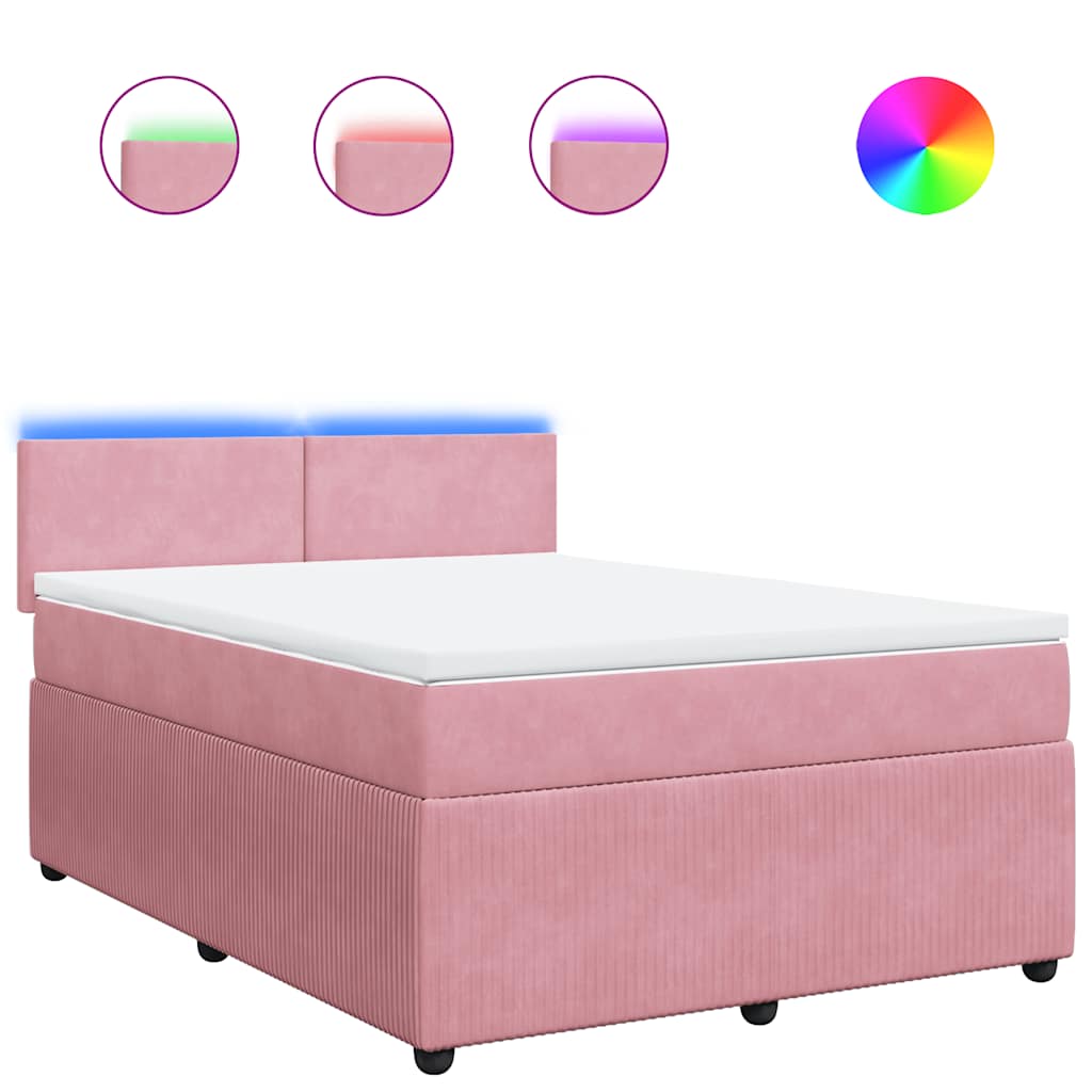 Boxspring met matras fluweel roze 140x200 cm is nu te koop bij PeponiXL, paradijselijk wonen!
