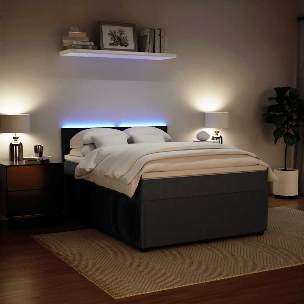 Boxspring met matras fluweel donkergrijs 140x200 cm is nu te koop bij PeponiXL, paradijselijk wonen!