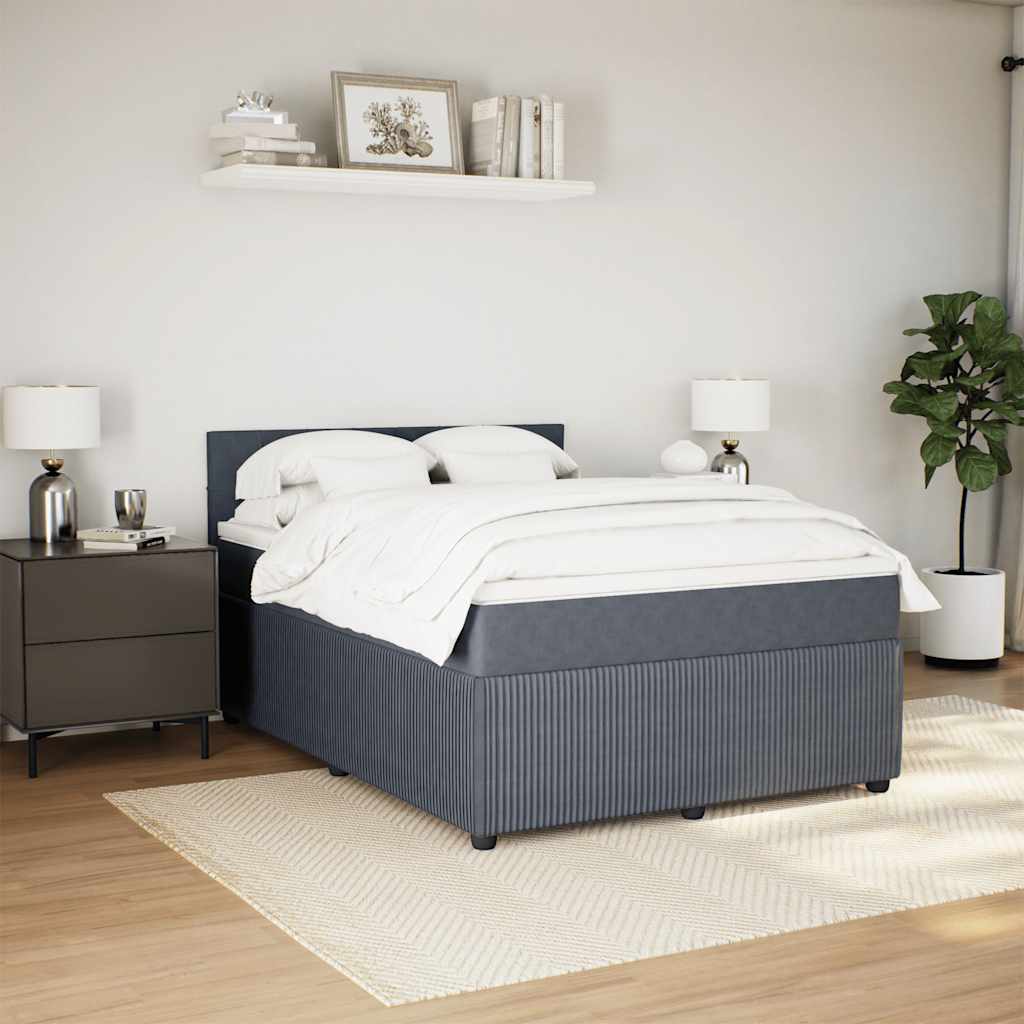 Boxspring met matras fluweel donkergrijs 140x200 cm is nu te koop bij PeponiXL, paradijselijk wonen!