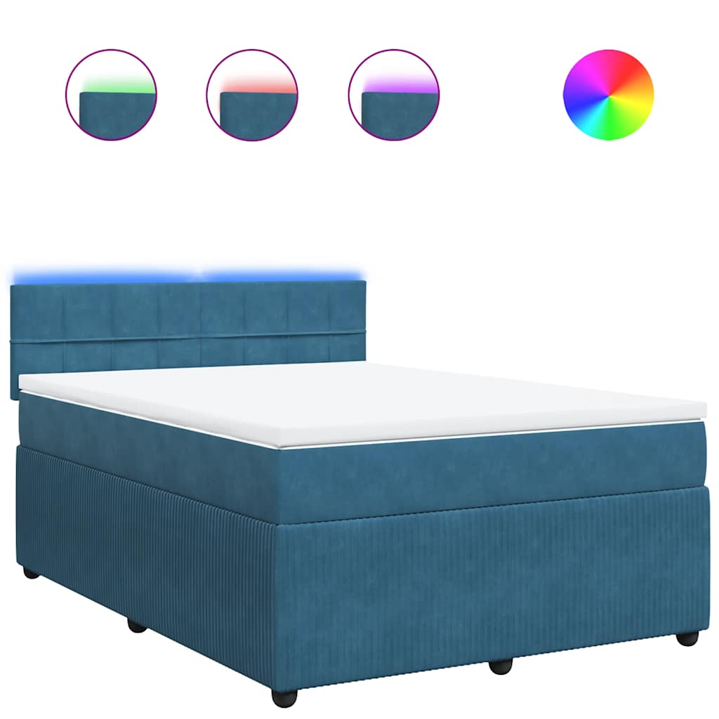 Boxspring met matras fluweel blauw 140x200 cm is nu te koop bij PeponiXL, paradijselijk wonen!
