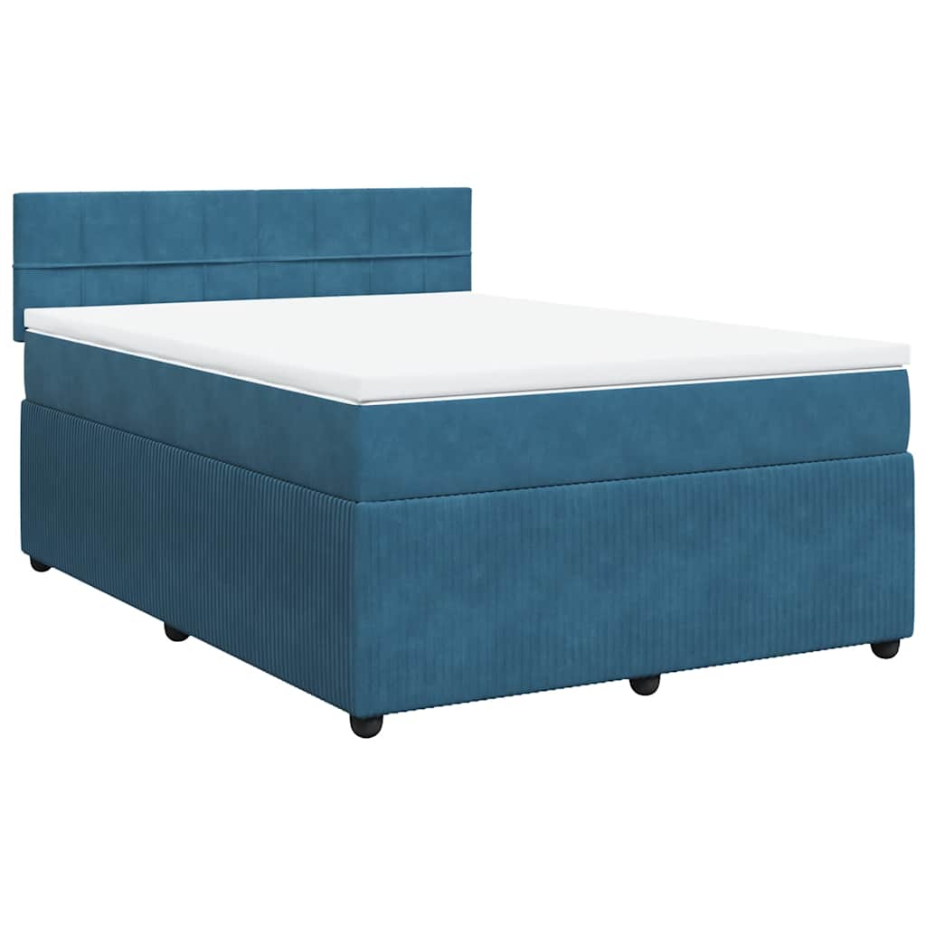 Boxspring met matras fluweel blauw 140x200 cm is nu te koop bij PeponiXL, paradijselijk wonen!