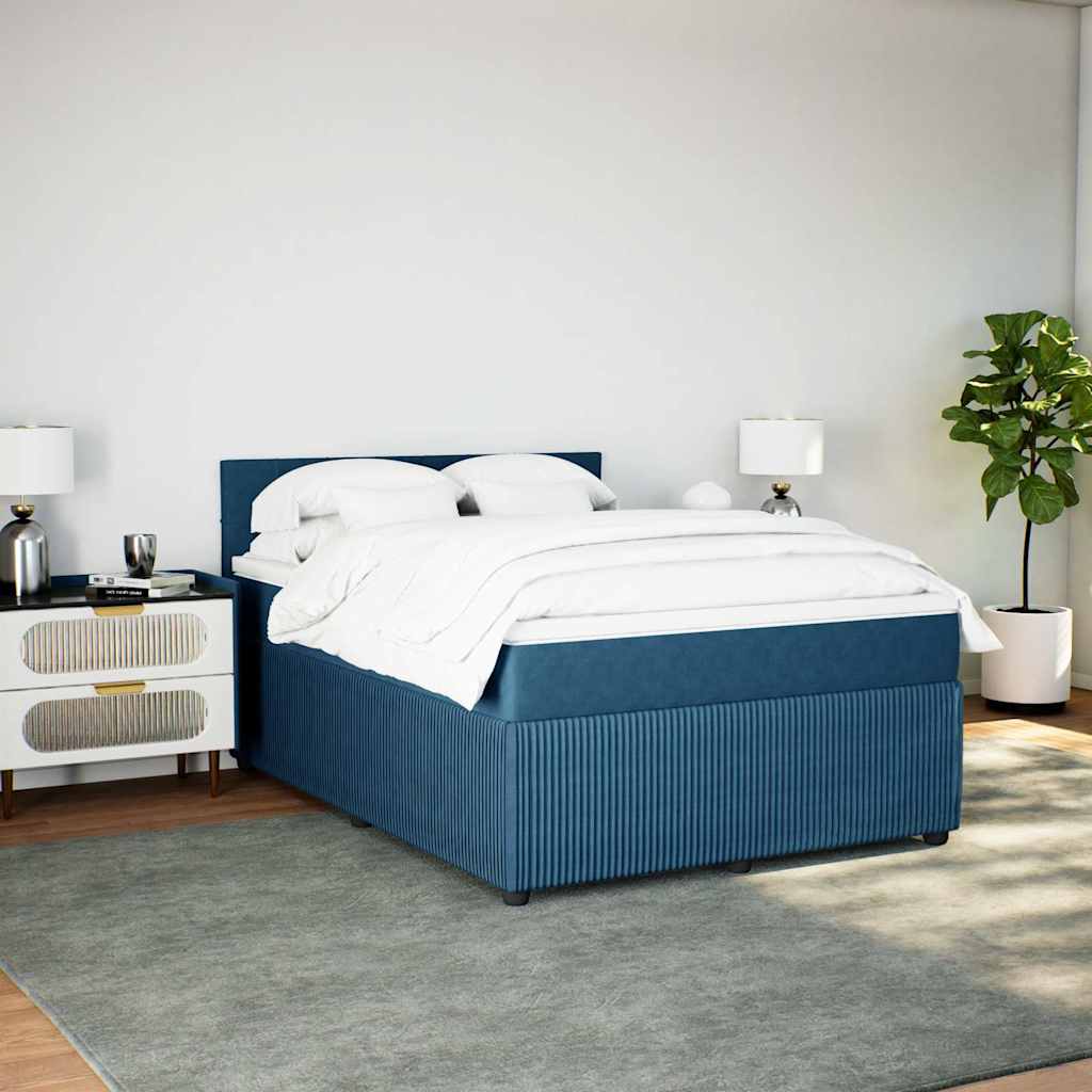 Boxspring met matras fluweel blauw 140x200 cm is nu te koop bij PeponiXL, paradijselijk wonen!
