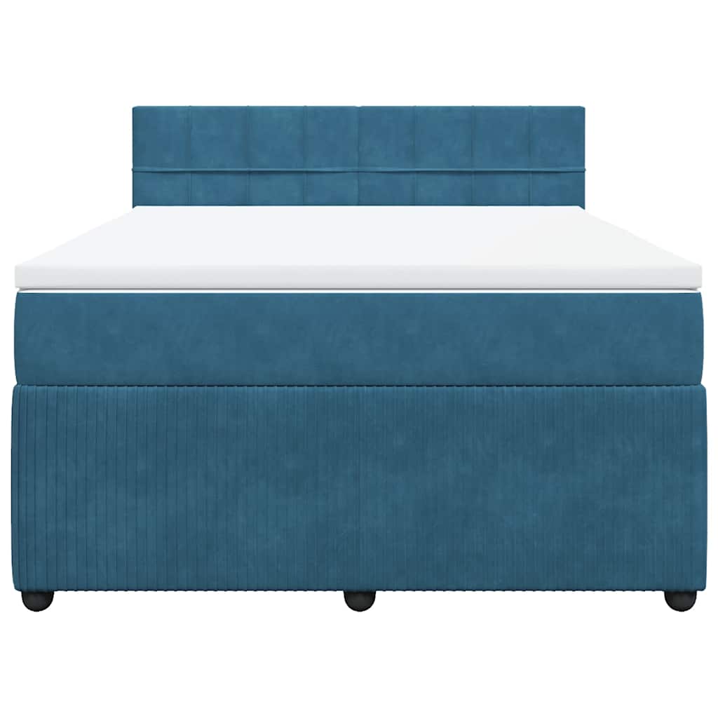 Boxspring met matras fluweel blauw 140x200 cm is nu te koop bij PeponiXL, paradijselijk wonen!