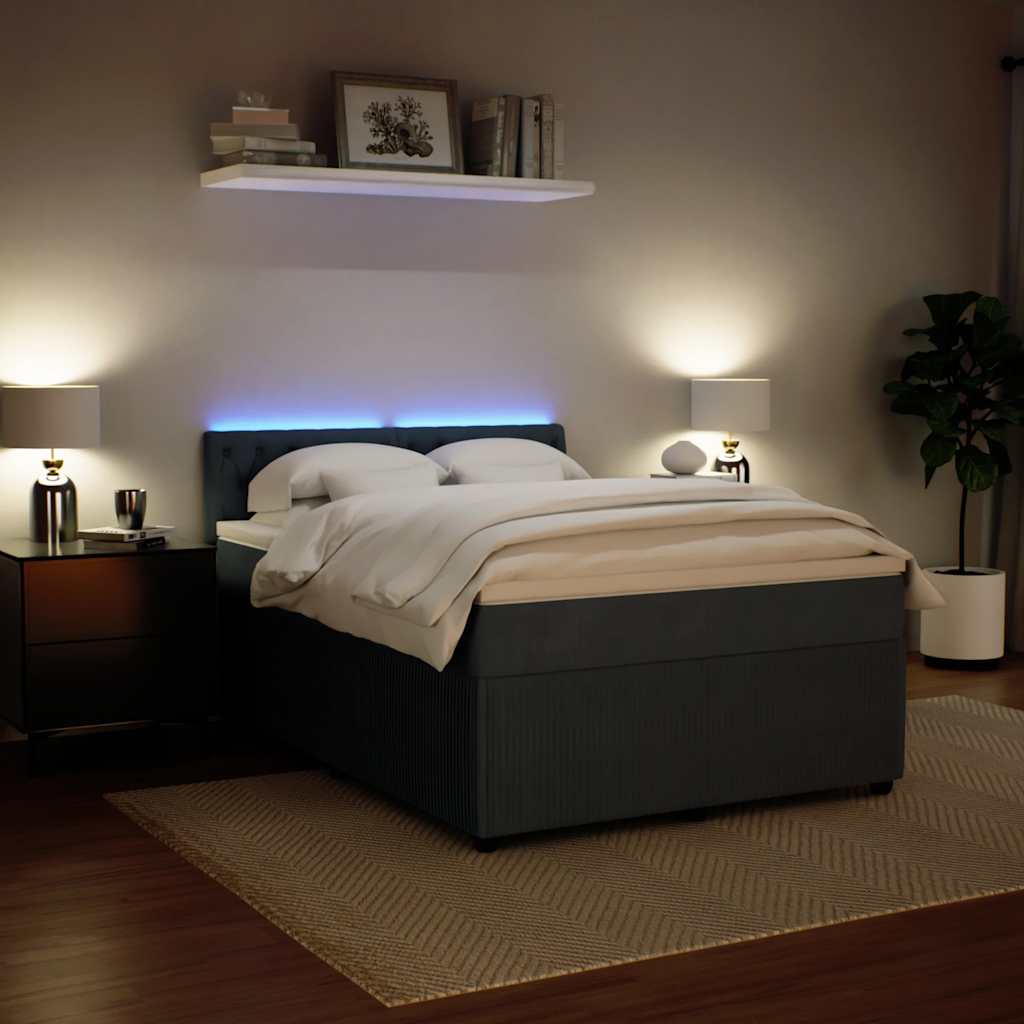 Boxspring met matras fluweel donkergrijs 140x200 cm is nu te koop bij PeponiXL, paradijselijk wonen!