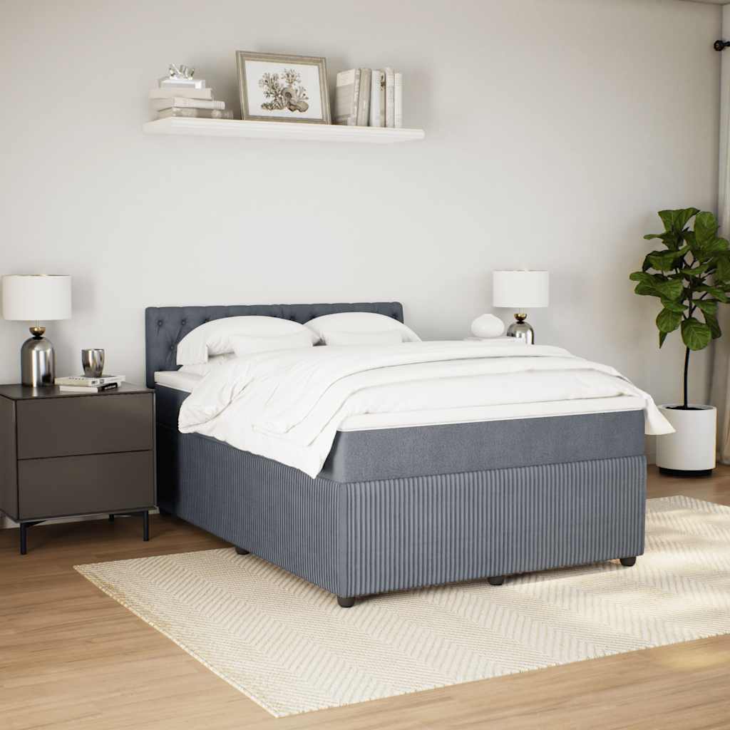 Boxspring met matras fluweel donkergrijs 140x200 cm is nu te koop bij PeponiXL, paradijselijk wonen!