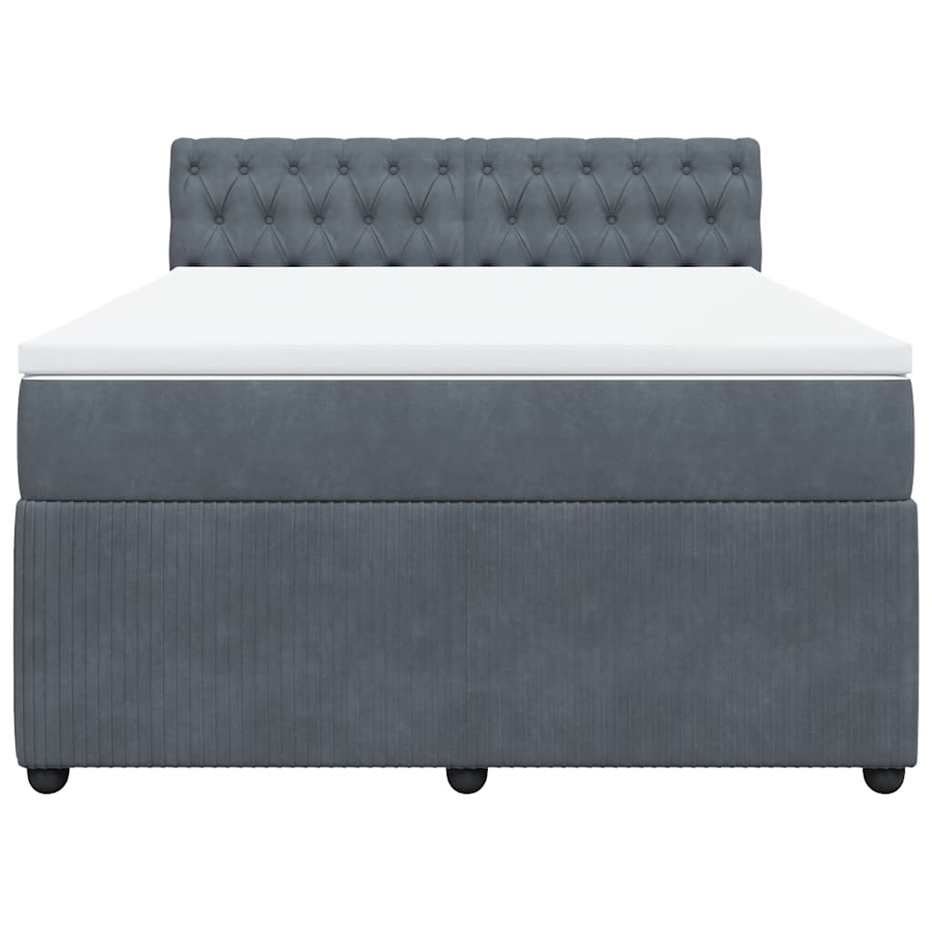 Boxspring met matras fluweel donkergrijs 140x200 cm is nu te koop bij PeponiXL, paradijselijk wonen!