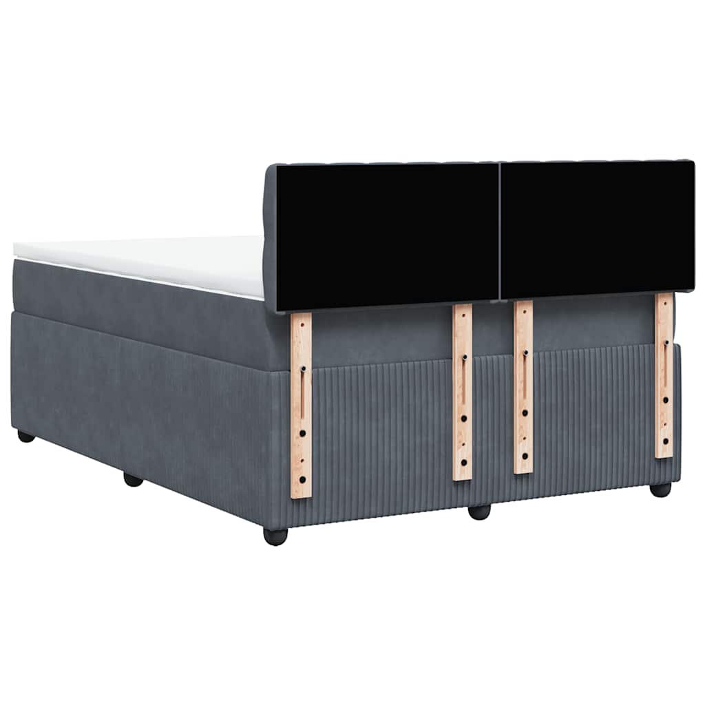 Boxspring met matras fluweel donkergrijs 140x200 cm is nu te koop bij PeponiXL, paradijselijk wonen!