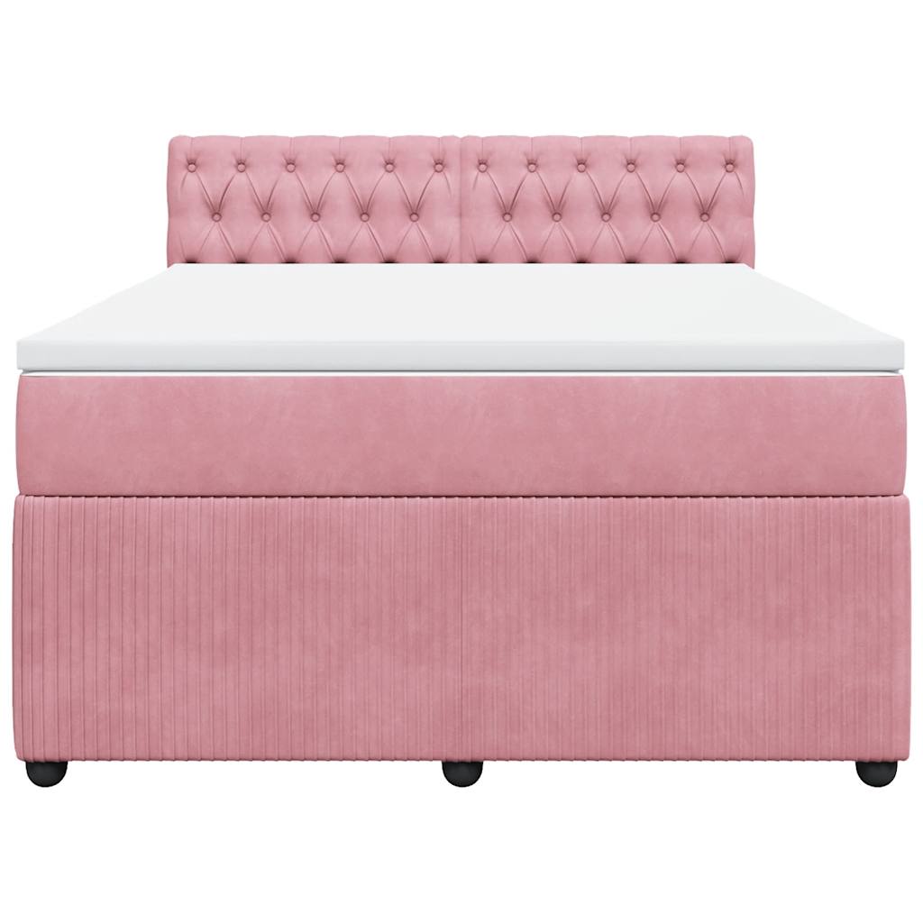 Boxspring met matras fluweel roze 140x200 cm is nu te koop bij PeponiXL, paradijselijk wonen!