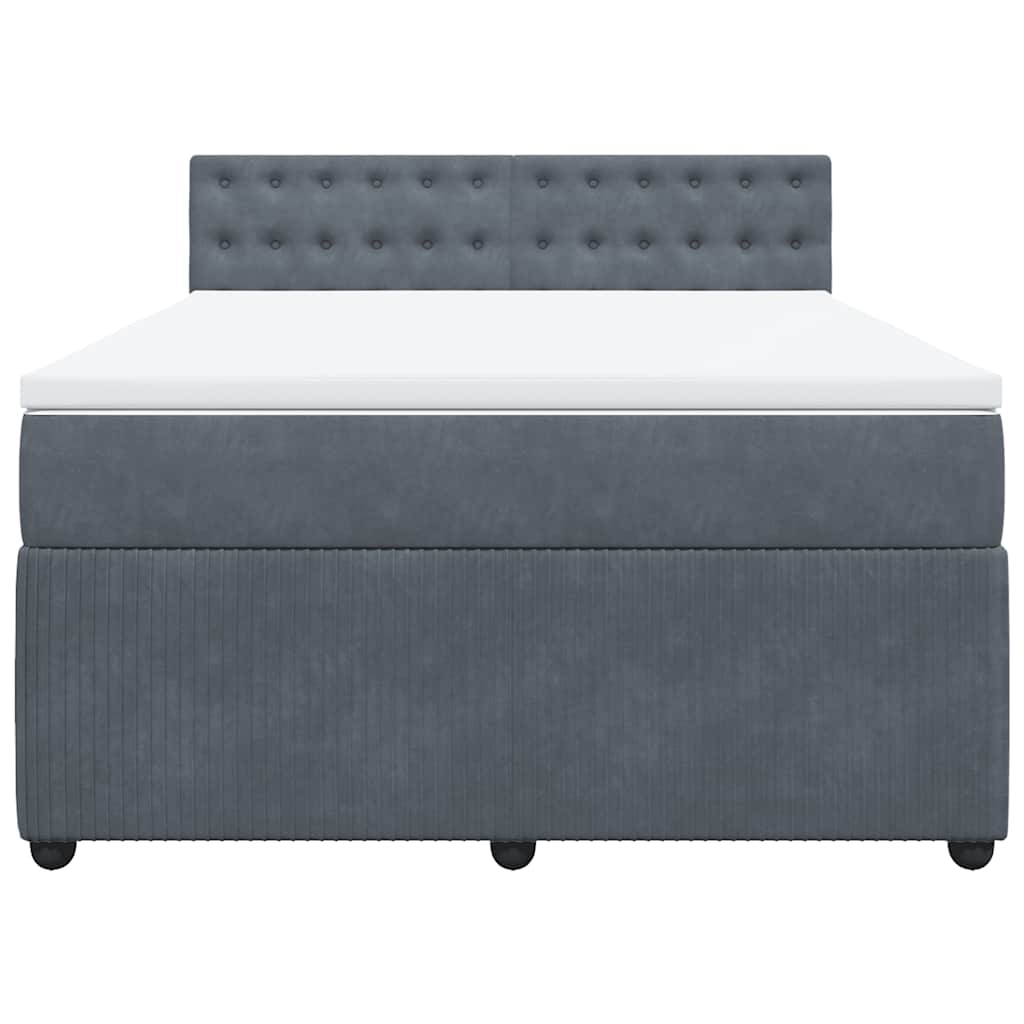 Boxspring met matras fluweel donkergrijs 140x200 cm is nu te koop bij PeponiXL, paradijselijk wonen!