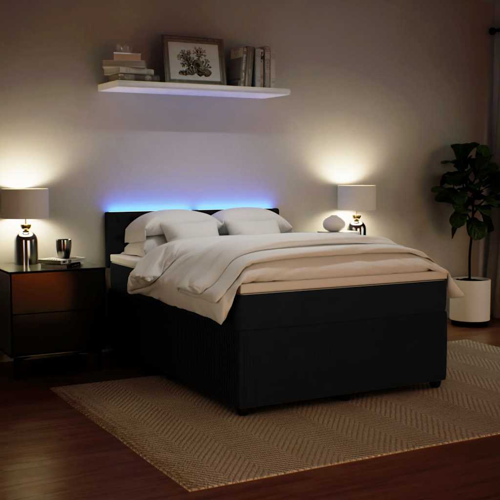 Boxspring met matras fluweel zwart 140x200 cm is nu te koop bij PeponiXL, paradijselijk wonen!