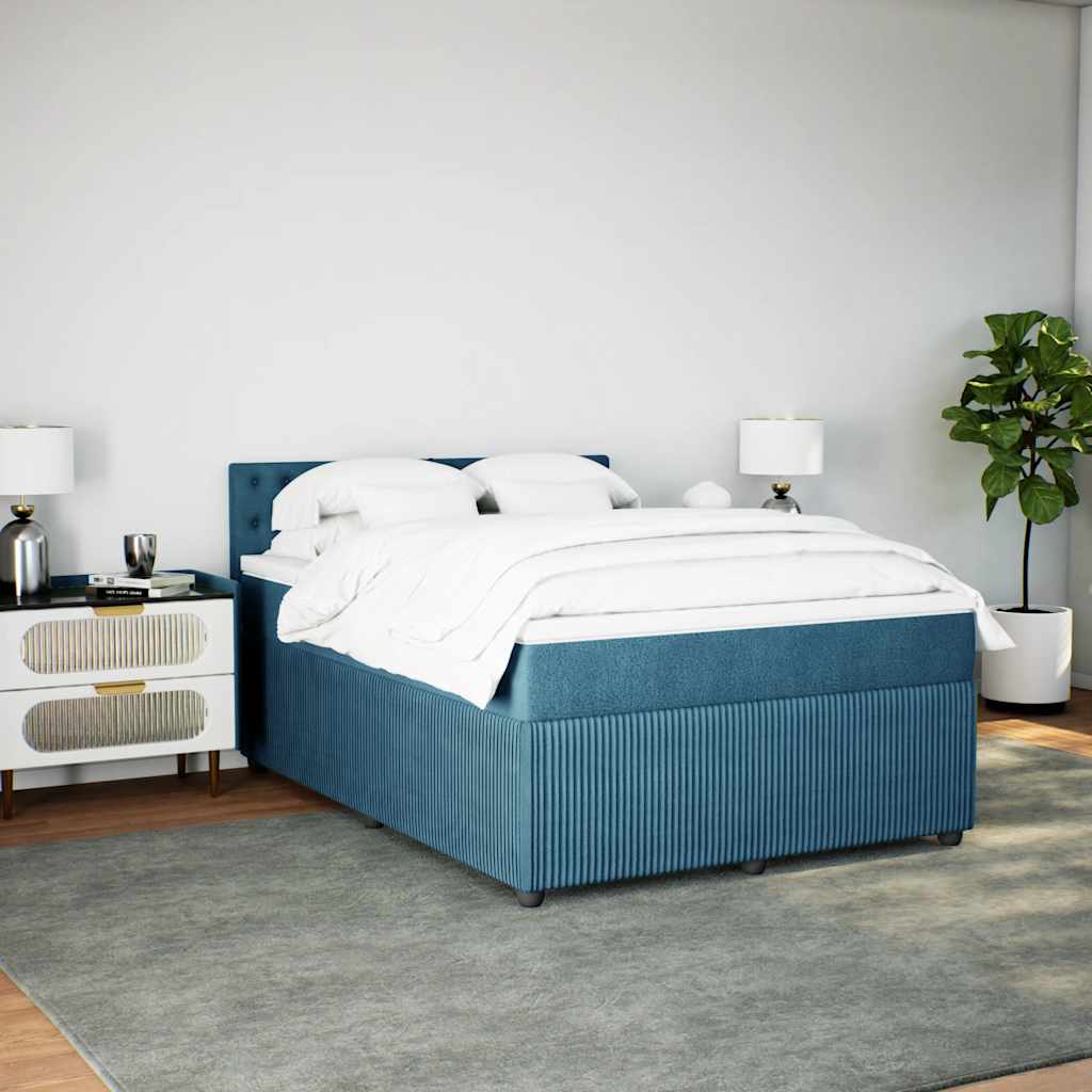 Boxspring met matras fluweel blauw 140x200 cm is nu te koop bij PeponiXL, paradijselijk wonen!