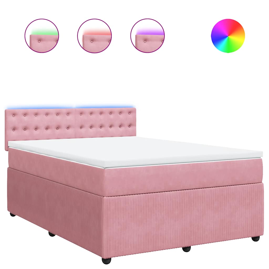 Boxspring met matras fluweel roze 140x200 cm is nu te koop bij PeponiXL, paradijselijk wonen!