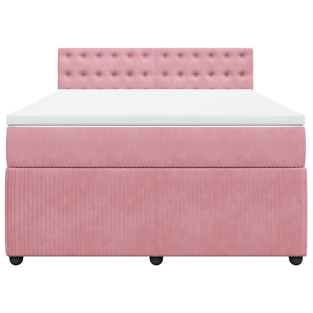 Boxspring met matras fluweel roze 140x200 cm is nu te koop bij PeponiXL, paradijselijk wonen!