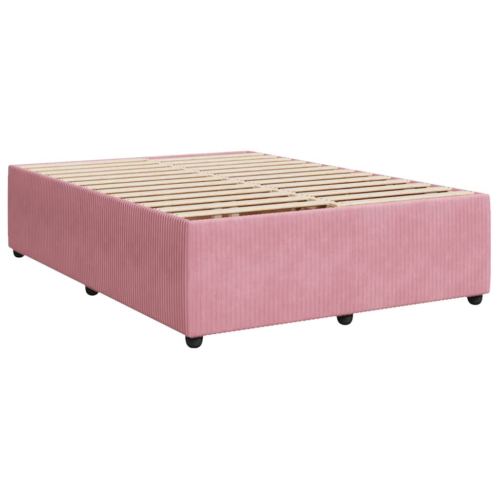 Boxspring met matras fluweel roze 160x200 cm is nu te koop bij PeponiXL, paradijselijk wonen!