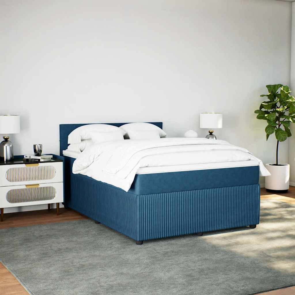 Boxspring met matras fluweel blauw 160x200 cm is nu te koop bij PeponiXL, paradijselijk wonen!