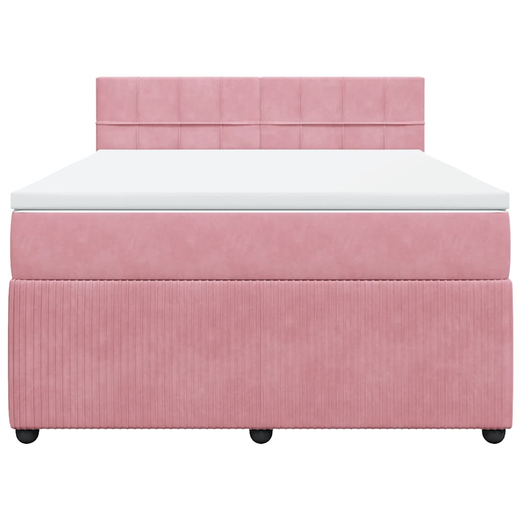 Boxspring met matras fluweel roze 160x200 cm is nu te koop bij PeponiXL, paradijselijk wonen!