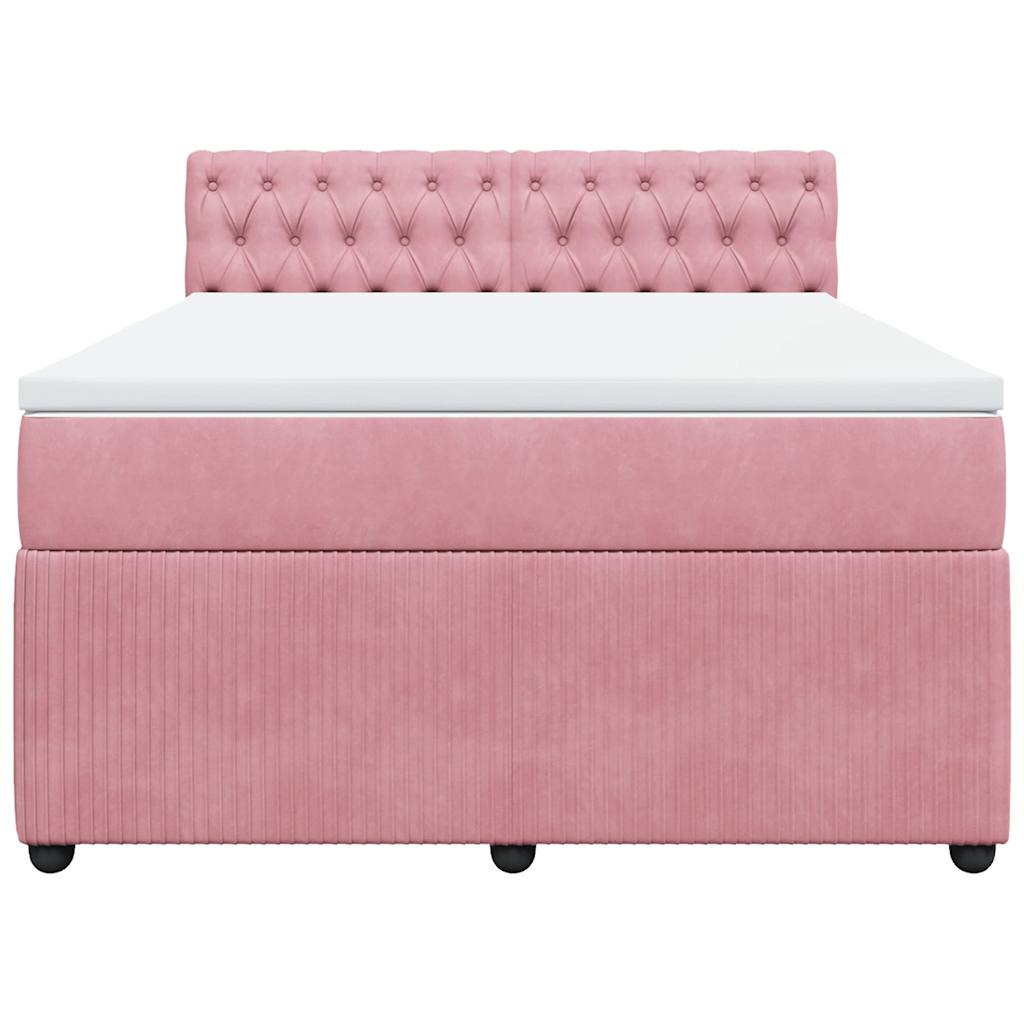 Boxspring met matras fluweel roze 160x200 cm is nu te koop bij PeponiXL, paradijselijk wonen!