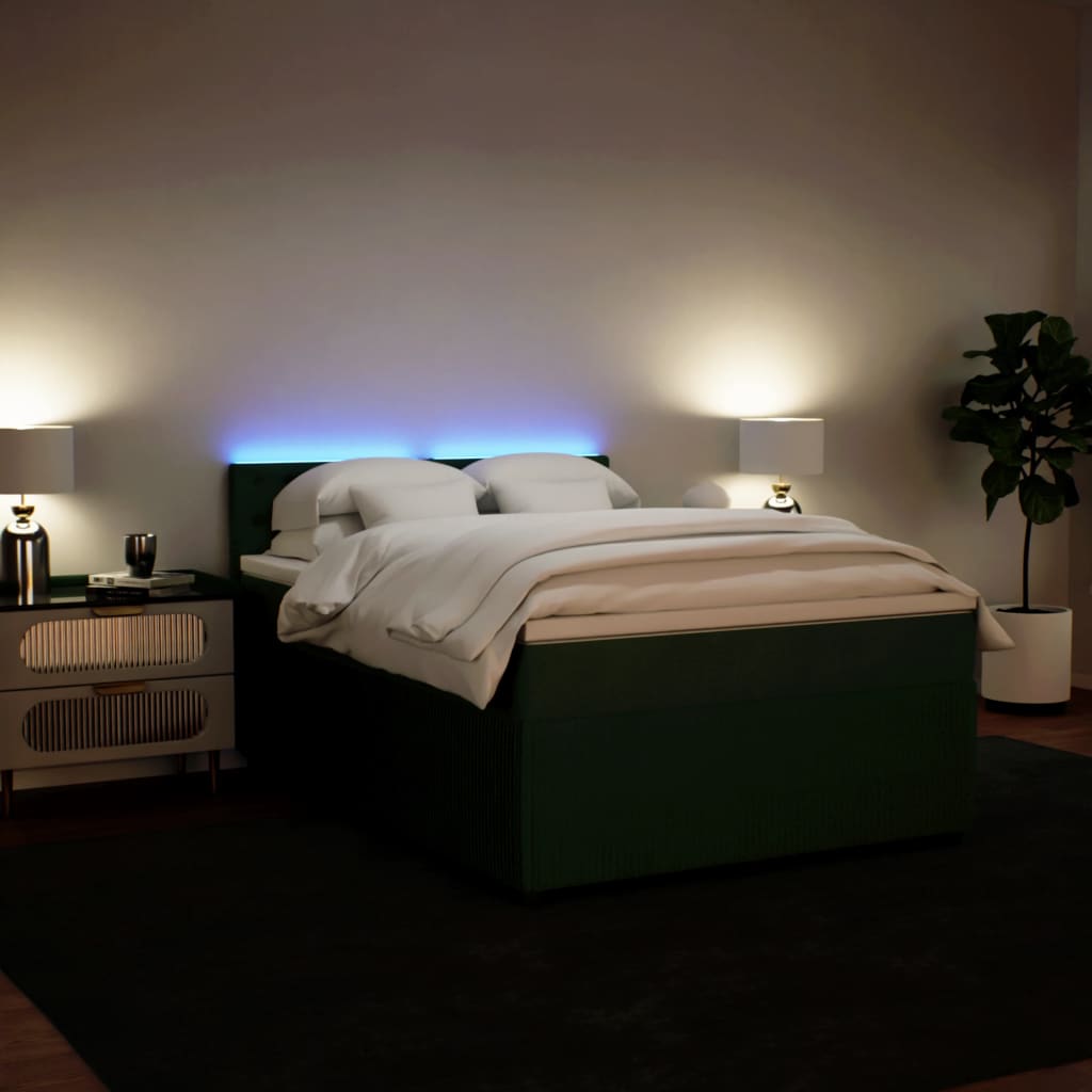 Boxspring met matras fluweel donkergroen 160x200 cm is nu te koop bij PeponiXL, paradijselijk wonen!