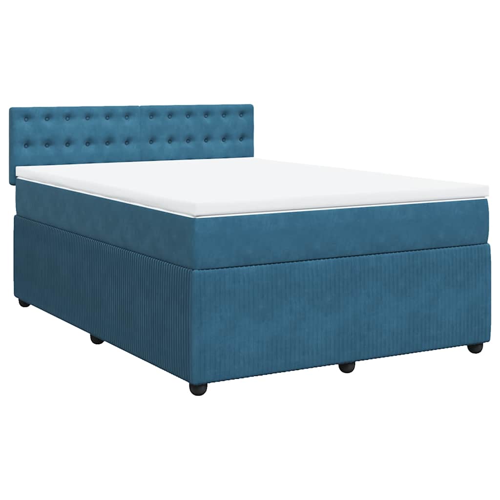 Boxspring met matras fluweel blauw 160x200 cm is nu te koop bij PeponiXL, paradijselijk wonen!