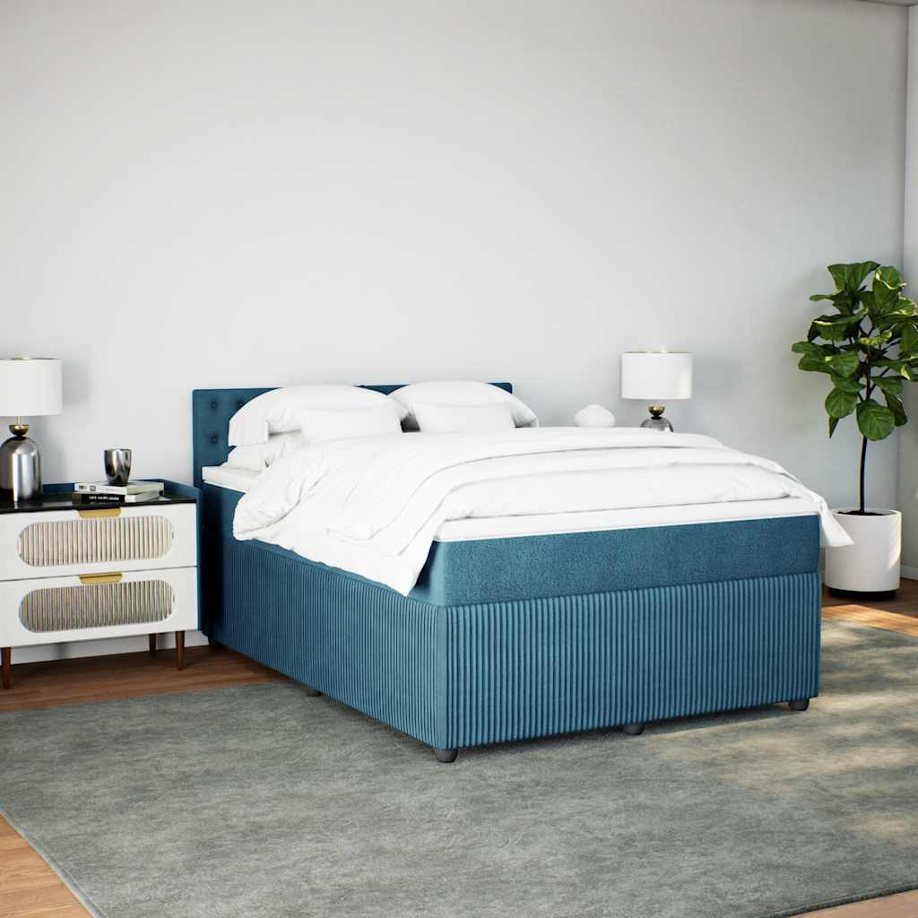 Boxspring met matras fluweel blauw 160x200 cm is nu te koop bij PeponiXL, paradijselijk wonen!