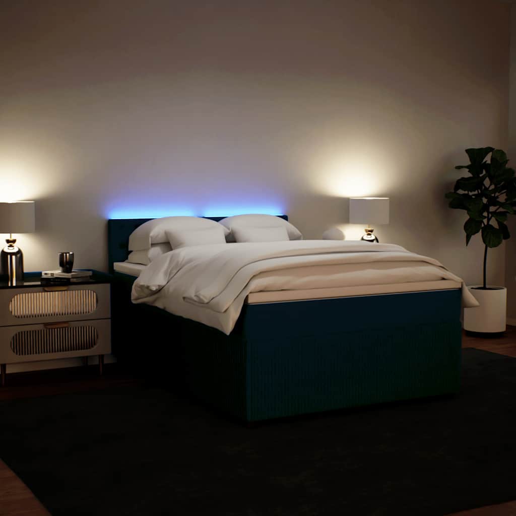 Boxspring met matras fluweel blauw 160x200 cm is nu te koop bij PeponiXL, paradijselijk wonen!