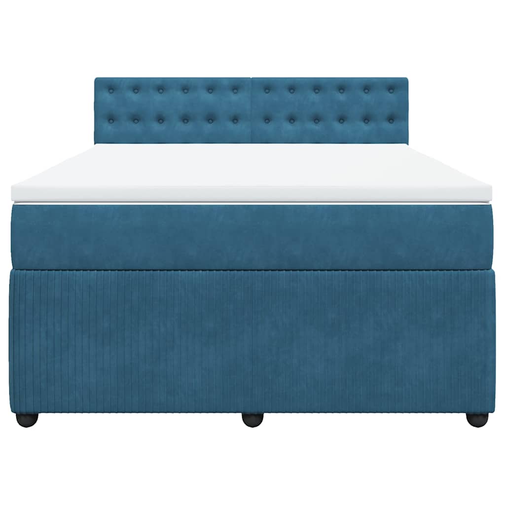 Boxspring met matras fluweel blauw 160x200 cm is nu te koop bij PeponiXL, paradijselijk wonen!