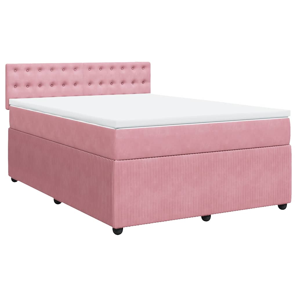 Boxspring met matras fluweel roze 160x200 cm is nu te koop bij PeponiXL, paradijselijk wonen!