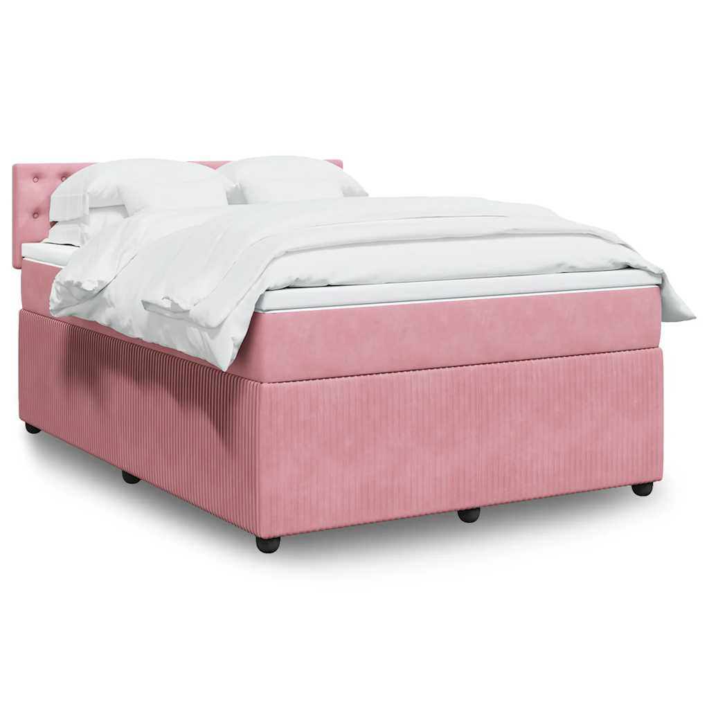 Boxspring met matras fluweel roze 160x200 cm is nu te koop bij PeponiXL, paradijselijk wonen!