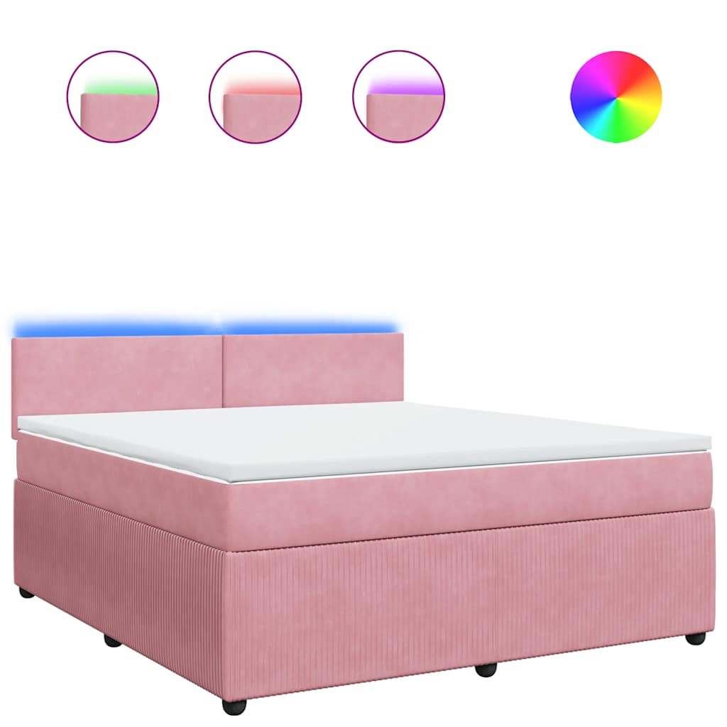 Boxspring met matras fluweel roze 180x200 cm is nu te koop bij PeponiXL, paradijselijk wonen!