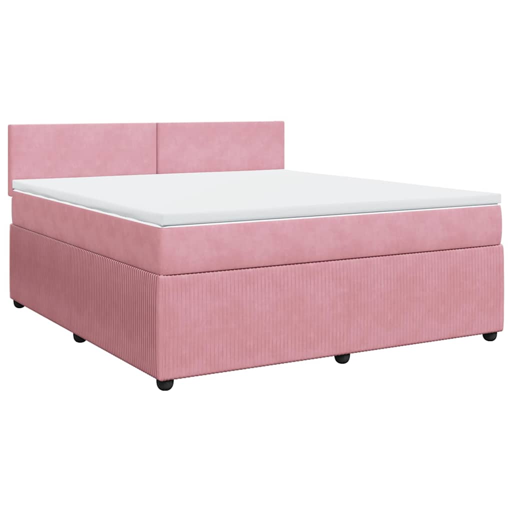 Boxspring met matras fluweel roze 180x200 cm is nu te koop bij PeponiXL, paradijselijk wonen!