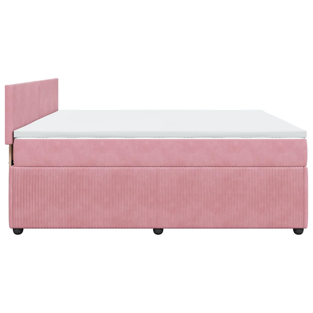 Boxspring met matras fluweel roze 180x200 cm is nu te koop bij PeponiXL, paradijselijk wonen!